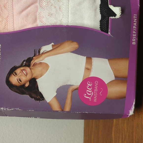 5/S 100%Cotton Lace Band Brief Panties Hanes New damaged box - Picture 2 of 5